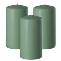 Enlightening Candles Cilinder/stompkaars - 3x - groen - D6 x H15 cm - 58 branduur