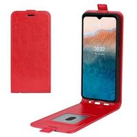 Nokia C21 Plus Verticaal Flip Hoesje met Kaarthouder - Rood