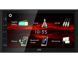 JVC KWM180DBT Autoradio met scherm dubbel DIN Bluetooth handsfree, DAB+ tuner, Aansluiting voor achteruitrijcamera, Aansluiting voor stuurbediening