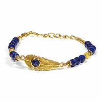 Edelsteen Armband Lapis Lazuli met Veer - thumbnail