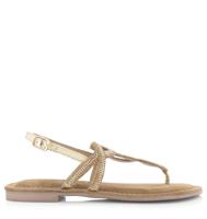 Lazamani Lazamani - Ladies sandals strass gold Goud Leer Platte sandalen Dames