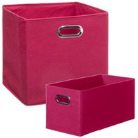 Set van 2x stuks opbergmanden/kastmanden 7 en 29 liter framboos roze van linnen 31 cm