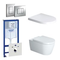 Duravit Starck Me Toiletset - inbouwreservoir - diepspoel - wandcloset - softclose - bedieningsplaat verticaal/horizontaal - chroom 0720001/0729205/0293433/0293435/