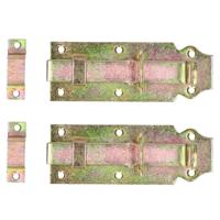 Deltafix schuifslot/hangslotschuif - 2x - 12 x 4.5cm - geel verzinkt staal - deur - schutting - hek - thumbnail