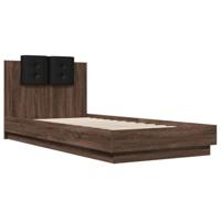 VidaXL Bedframe Met Hoofdeinde Bewerkt Hout Bruineikenkleur 100x200 cm, Eenpersoonsbed, Bedbodem, Slaapkamermeubel