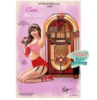 Wurlitzer 1015 Jukebox Pin-Up Claire Sinclair Zwaar Metalen Bord 92 x 61 cm