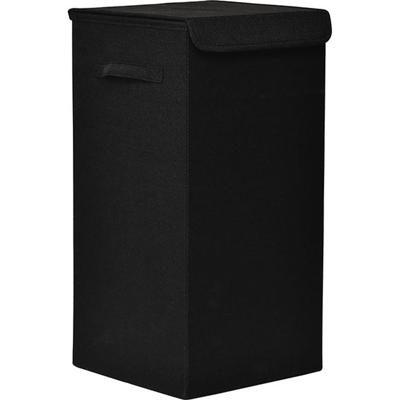 Praktische Opvouwbare wasmand met deksel en handvaten, 60x30x30cm - Zwart - Was sorteerder - Wasmand - Opbergmand - Opvouwbaar - Draagbaar - MDF/Polyester