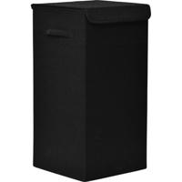 Praktische Opvouwbare wasmand met deksel en handvaten, 60x30x30cm - Zwart - Was sorteerder - Wasmand - Opbergmand - Opvouwbaar - Draagbaar - MDF/Polyester