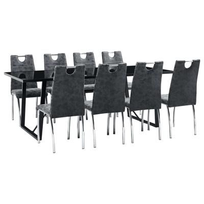 vidaXL 9-delige Eethoek kunstleer zwart