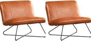 Set van 2 Cognac leren industriële fauteuils zonder armleuning Smile - Vintage Leer Cognac (cognac leer)