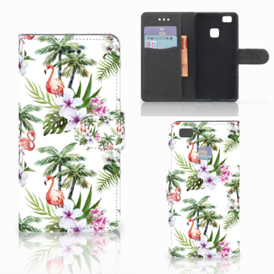 Huawei P9 Lite Telefoonhoesje met Pasjes Flamingo Palms Huawei P9 Lite Telefoonhoesje met Pasjes Flamingo Palms