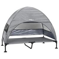 vidaXL Verhoogd Hondenbed met Afneembaar Dak Lichtgrijs XL Staal