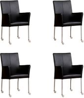 Set van 4 Zwarte leren moderne eetkamerstoelen Comfort - Toledo Leer Nero (zwart leer) - thumbnail