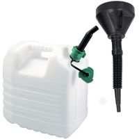 Benzine/olie Jerrycan wit van 20 liter met handige grote trechter - thumbnail