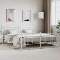 Bedframe met hoofd- en voeteneinde metaal wit 200x200 cm - thumbnail