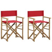 Regisseursstoelen 2 st inklapbaar rood bamboe en stof