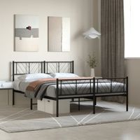 Bedframe met hoofd- en voeteneinde metaal zwart 135x190 cm - thumbnail