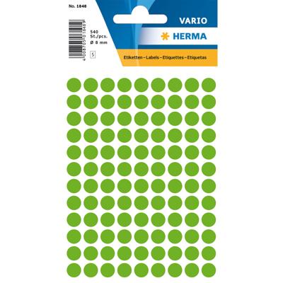 HERMA Universele etiketten Ø 8 mm rond fluor groen papier mat 540 st. HERMA Universele etiketten Ø 8 mm rond fluor groen papier mat 540 st.
