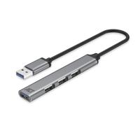 ACT USB Hub 3.0, USB-hub 4 poorten, 1x USB 3.0 en 3 x USB 2.0, USB meervoudige stekker, kabellengte 18 cm, voor pc, laptop, console - AC6325