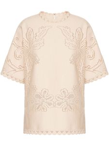 Valentino Garavani t-shirt à fleurs brodées - Tons neutres