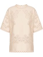 Valentino Garavani t-shirt à fleurs brodées - Tons neutres