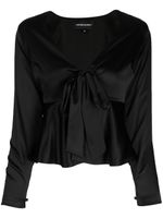 Cynthia Rowley blouse en soie à col v - Noir - thumbnail