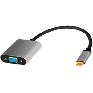 LogiLink CUA0104 video kabel adapter 0,15 m USB Type-C VGA (D-Sub) Zwart, Grijs