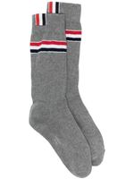 Thom Browne chaussettes à détail de rayures - Gris