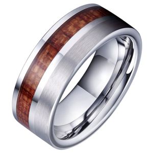 Tom Jaxon heren ring Wolfraam Zilverkleurig Palissander Inlay-22mm