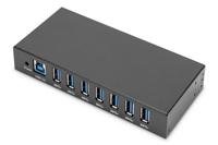 DIGITUS industriële 7-poorts USB-hub - 7x USB-A - USB 3.0-5 Gbps - USB SuperSpeed - 15 kV ESD-bescherming - DIN-rail montage - Zwart