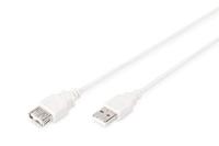 DIGITUS USB 2.0 verlengkabel - 1,8 m - USB A (St) naar USB A (Bu) - 480 Mbit/s - verbindingskabel, USB-kabel - beige