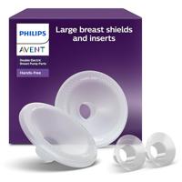 Philips Avent Grote Handsfree-borstbeschermers (28 mm) en inzetstukken (26 mm) voor elektrische borstkolf, unieke SkinSense-borstbeschermers, compatibel met Handsfree-opvangcups, SCF552/11