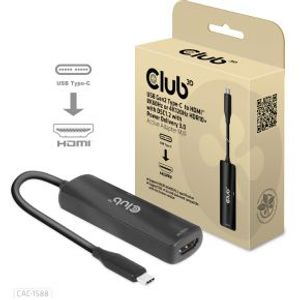 CLUB3D USB Gen2 Type-C to HDMI© 8K60Hz or 4K120Hz HDR10+ with DSC1.2 with Power Delivery 3.0 Activ