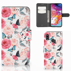 Samsung Galaxy A70 Hoesje Butterfly Roses