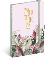 NOTIQUE Notitieboek, gelinieerd met elastiek 13x21cm ca. A5, designer hardcover notebook, notitieblok, notitieboek, dagboek, dagboek voor volwassenen, dames (cadu)