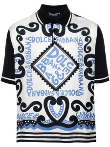 Dolce & Gabbana polo en soie à imprimé Marina - Bleu