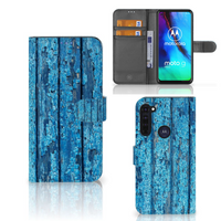 Motorola Moto G Pro Book Style Case Wood Blue - thumbnail