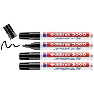 Edding 4-3000-4-1001 Permanent marker Zwart Watervast: Ja