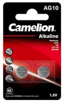Camelion 12050210 - Alkaline knoopcelbatterij zonder kwik AG10/LR54/LR1131/389 met 1,5 volt, set van 2, capaciteit 78 mAh