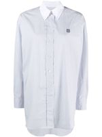 SANDRO logo-embroidered striped cotton shirt - Blanc - thumbnail