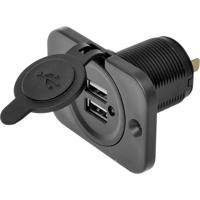 IWH 019006 USB dubbel inbouwstopcontact 12/24 Volt 21100 mA Stroombelasting (max.): 2.0 A - thumbnail