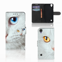 LG X Style Telefoonhoesje met Pasjes Witte Kat