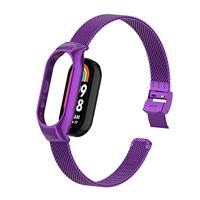 By Qubix - Milanese bandje met case - Paars - Xiaomi Smart Band 8 & 9