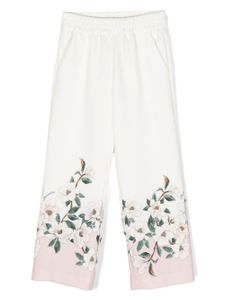 Monnalisa pantalon droit à fleurs - Blanc