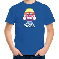 Paasei met duimen omhoog vrolijk Pasen t-shirt blauw voor kinderen - Paas kleding / outfit