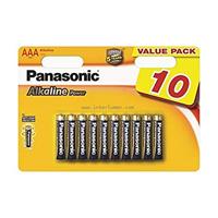 Panasonic, AAA batterijen, 10 stuks, micro, LR03, alkaline, 1,5 V, lekbescherming, 7 jaar opslag, het beste voor afstandsbedieningen, weegschalen, horloges, duurzame, betrouwbare energie
