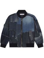 Dolce & Gabbana Kids veste bomber en jean patchwork à plaque logo - Bleu - thumbnail