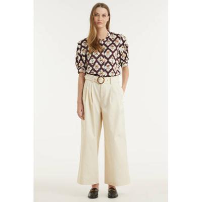 Scotch & Soda cropped high waist wide leg broek ecru