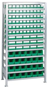 Promat Stellingkast | H2000xB1000xD400 mm | basistelling | 14 stalen legplanken | 90 x 3, 15 x 4 groen - 9000449882 9000449882