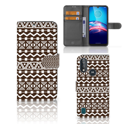 Bookcase Moto E6s Telefoon Hoesje Aztec Brown